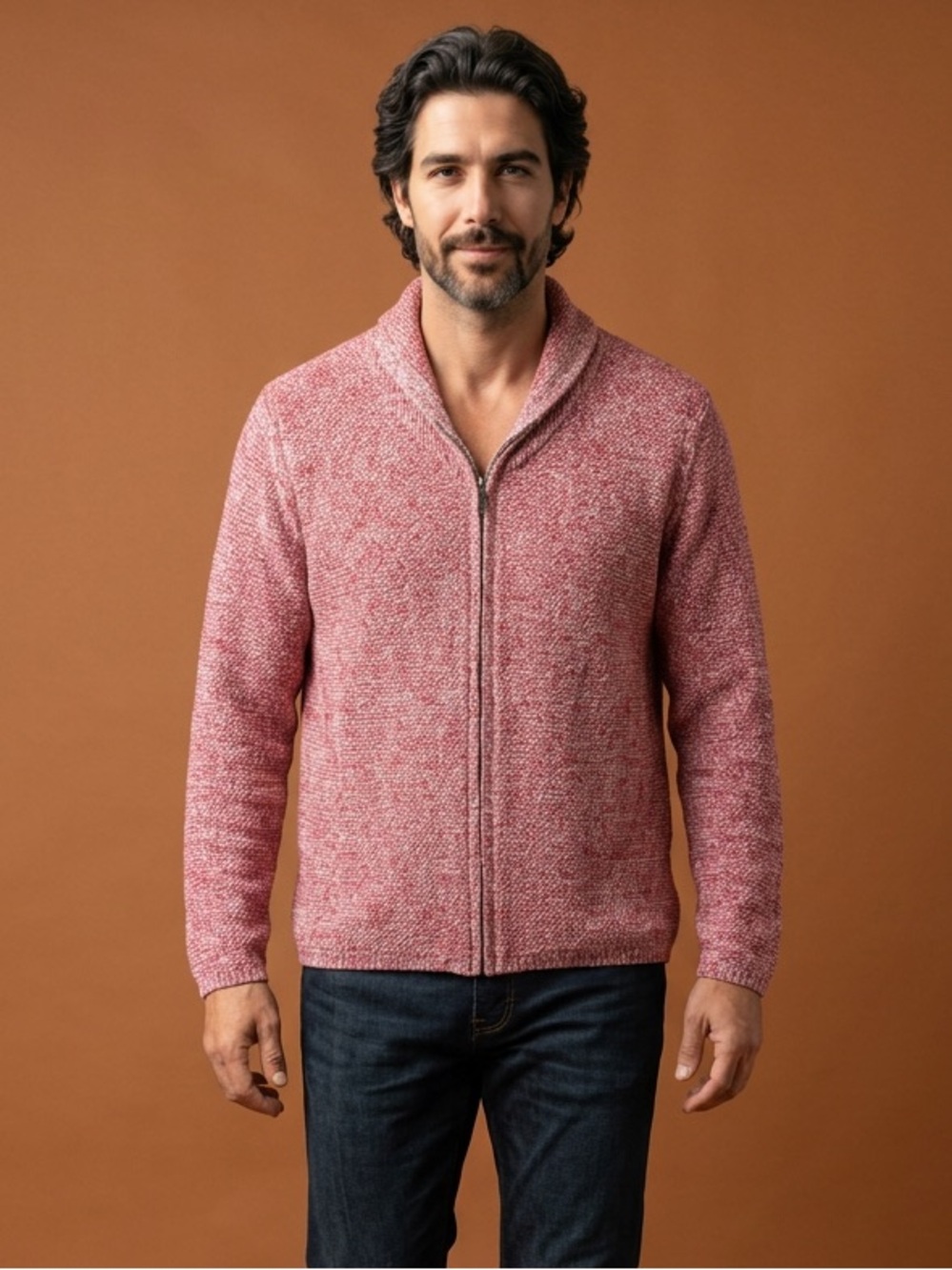 Nordstrom full-zip marled knit cardigan sweater